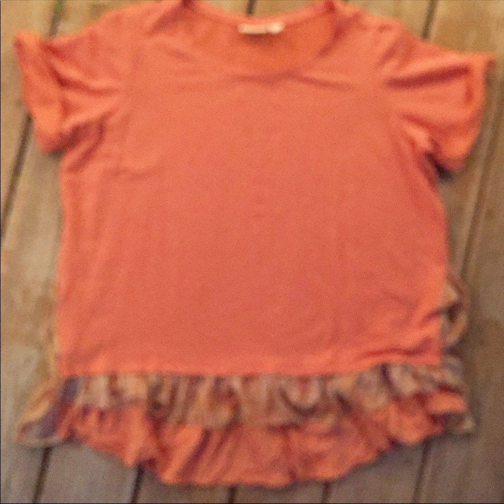 Orange shirt size 18w with ruffle on bottom